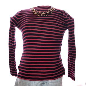 J. Crew Red and Blue Striped Top Small
